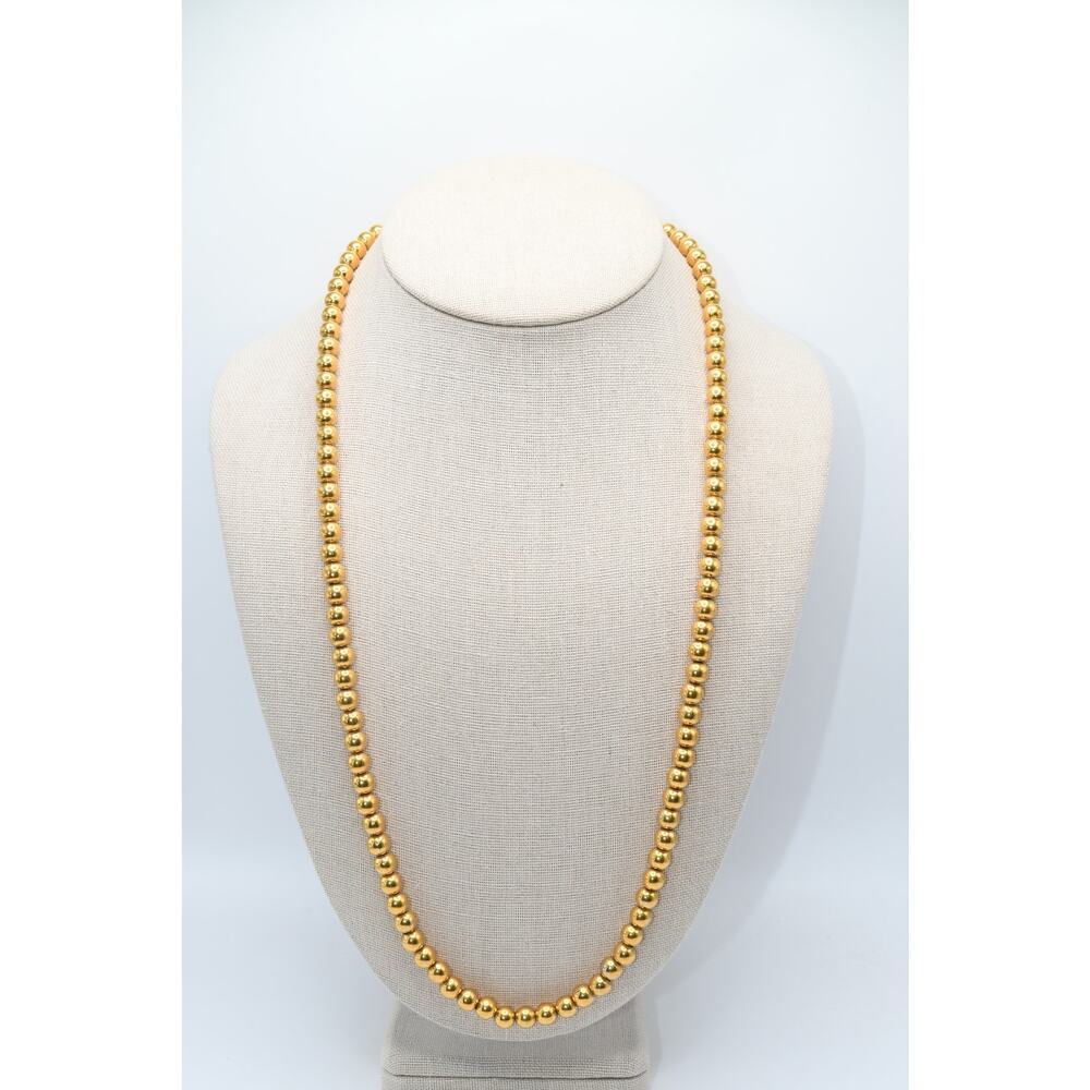 Vintage Monet Gold Bead Necklace 25" Long Strand Chain Classic